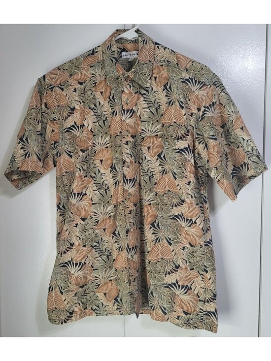 Pierre Cardin Other - PIERRE CARDIN VTG Men's Small Hawaiian Floral Palm Print Button Up Shirt Beach